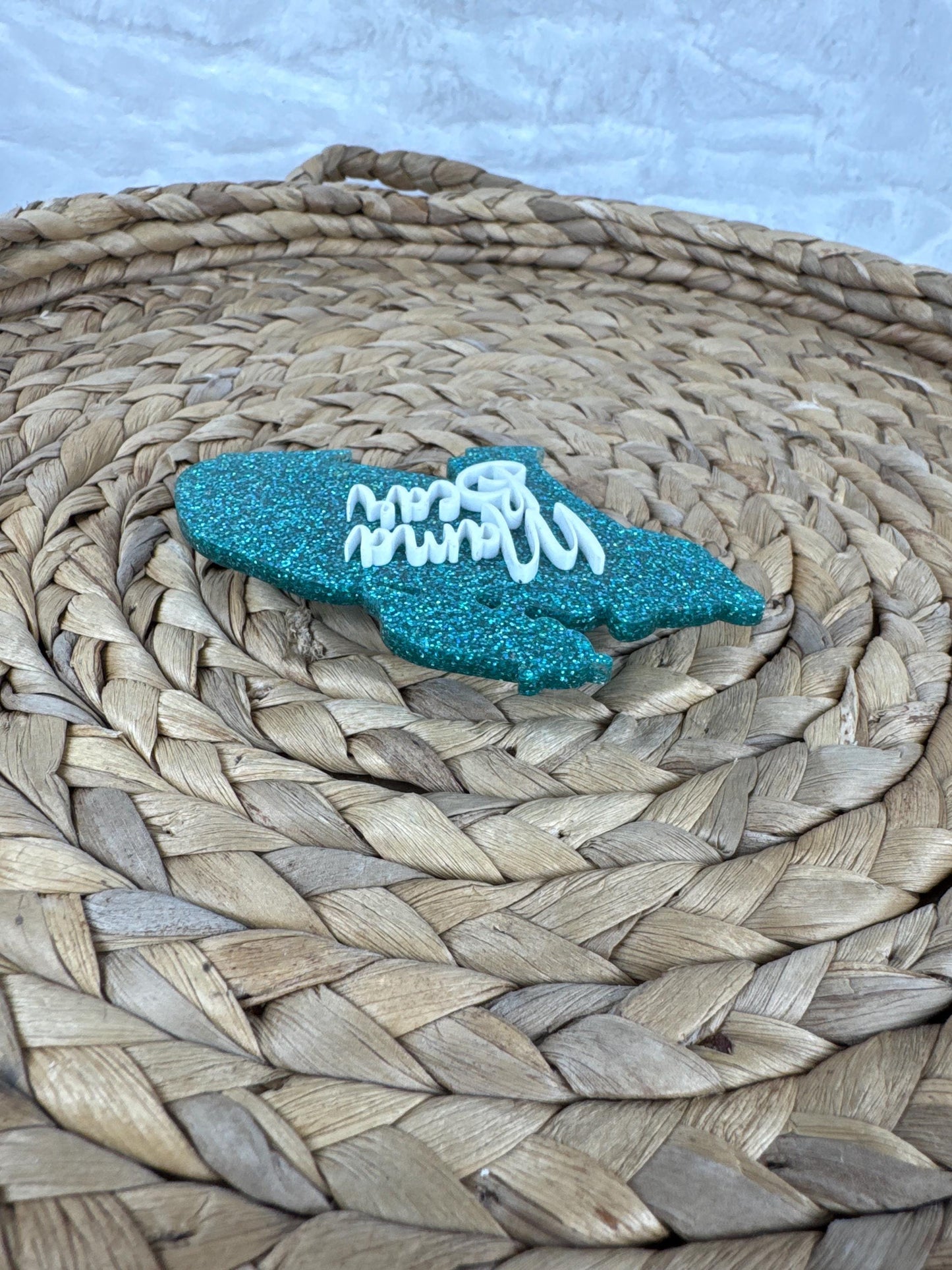 Turquoise Glitter Mama Bear Bogg Bag Charm – Playful Mom Bag Accessory