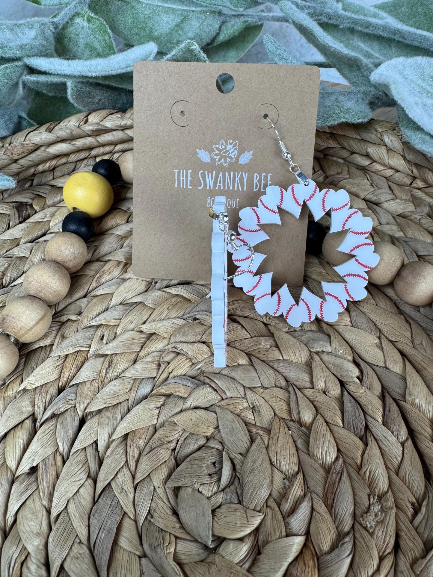 Heart Baseball Hoop Earrings: Handmade Sports Fan Jewelry