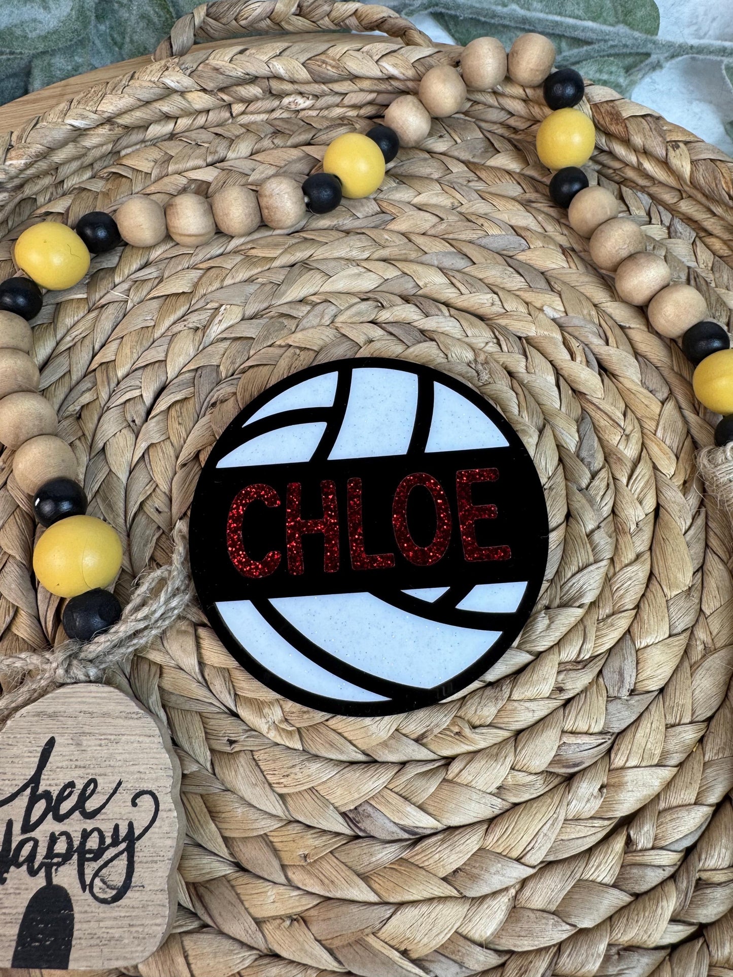 Custom Volleyball Name Bogg Bag Charm: Glitter Acrylic Bag Tag