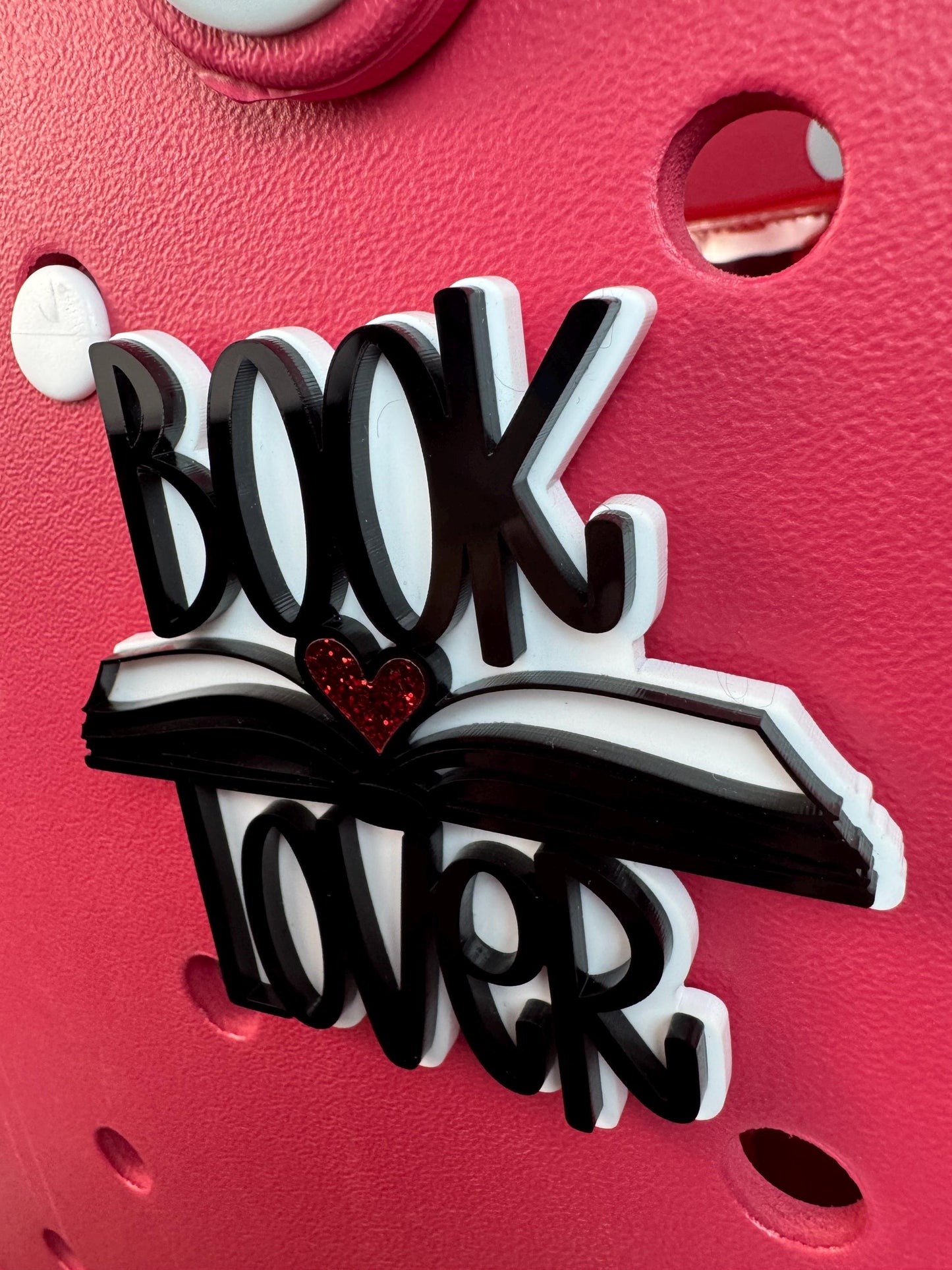 Book Lover Bogg Bag Charm | Glitter Heart, Teacher Gift