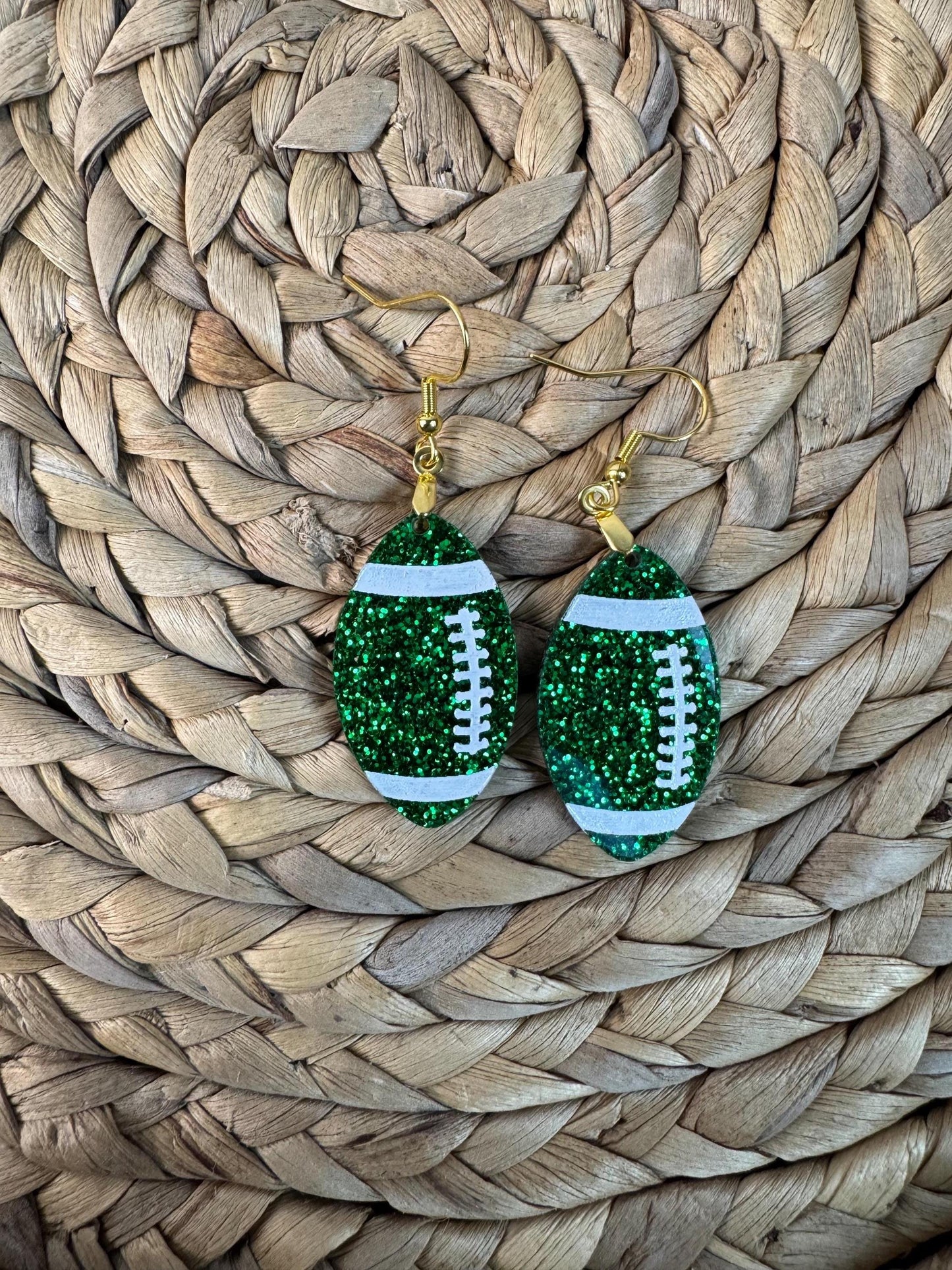 Glitter Football Earrings: Game Day Team Colors - 2.5" Dangles