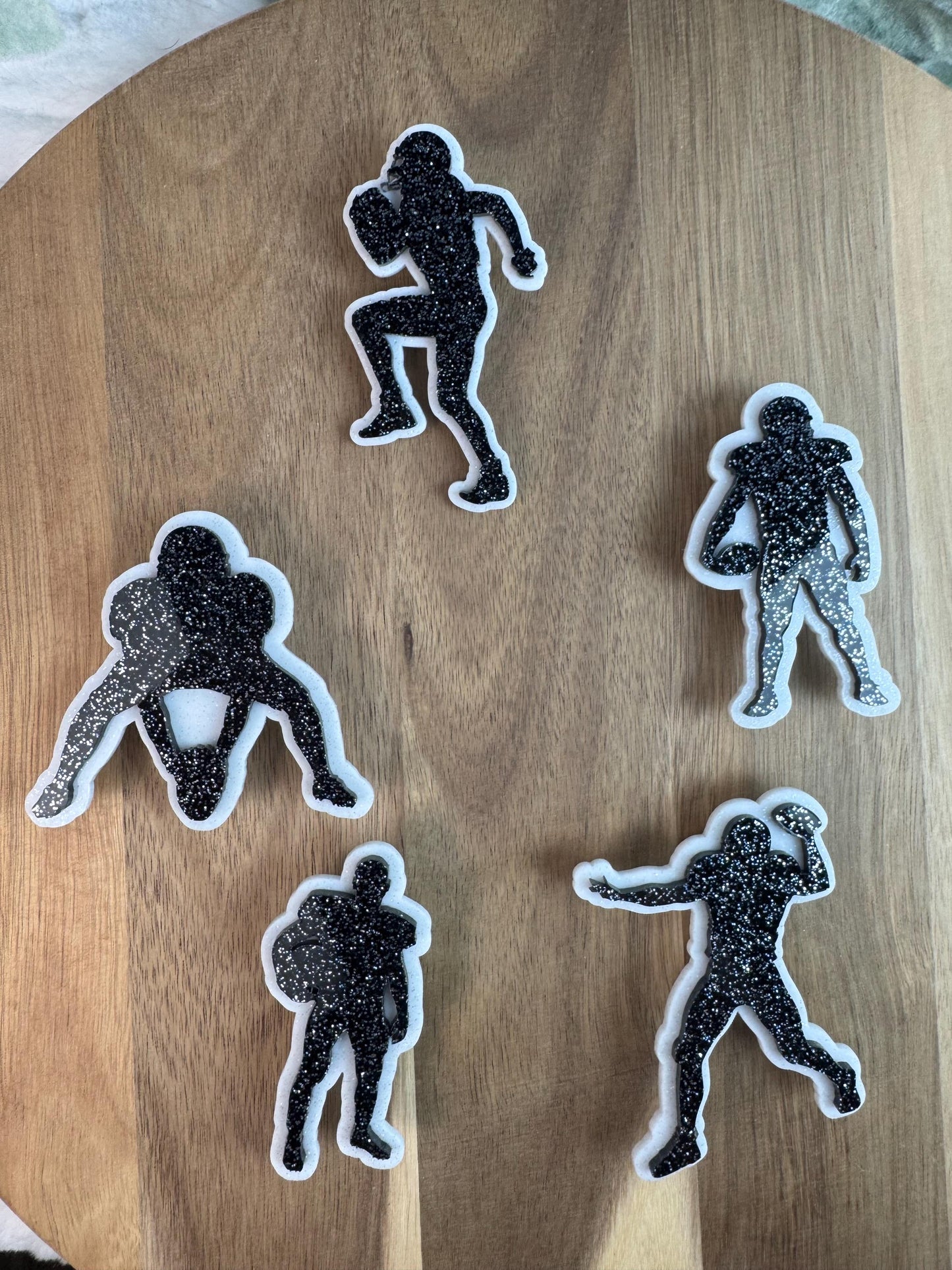 Football Silhouette Charm for Bogg Bag: Glitter Bag Accessory