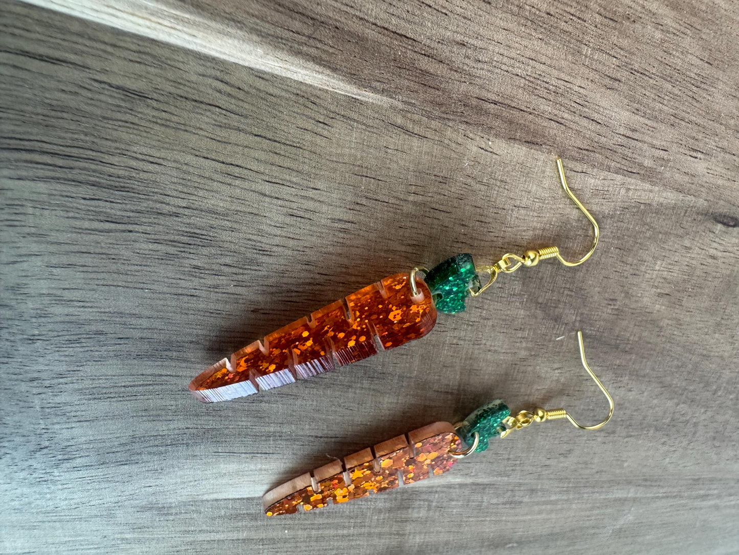 Glitter Carrot Dangle Earrings, Easter Earrings