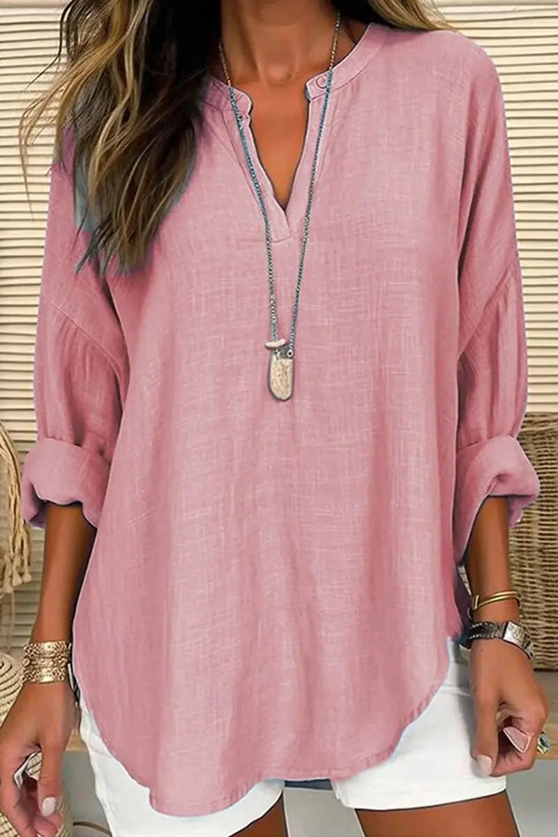 V-Neck Cotton Blend Breathable Shirt