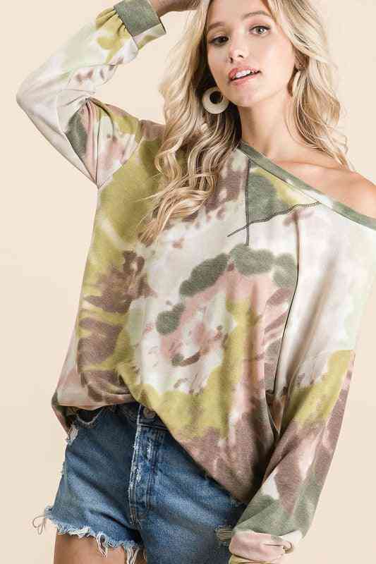 Olive Tie Dye Terry Pullover - The Swanky Bee