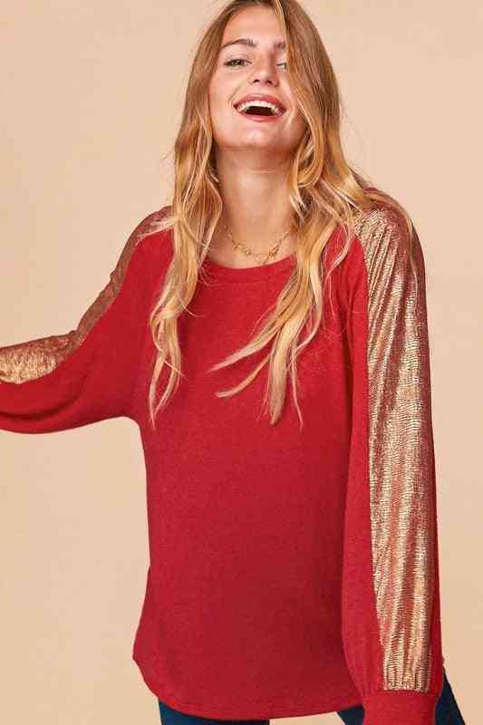 Plus Red and Gold Sweater - The Swanky Bee
