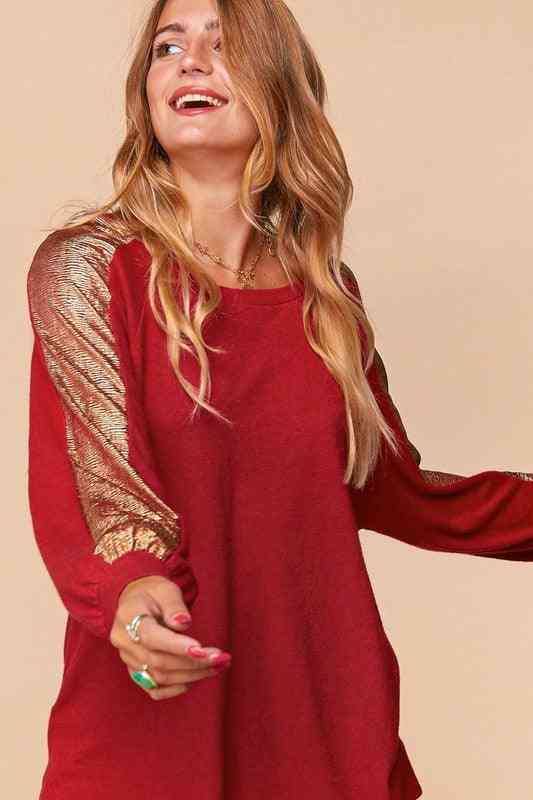 Plus Red and Gold Sweater - The Swanky Bee