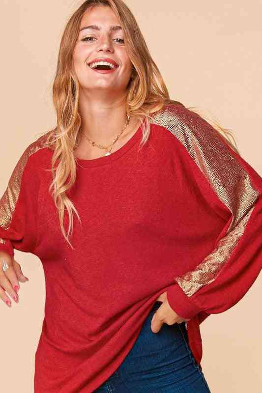 Plus Red and Gold Sweater - The Swanky Bee