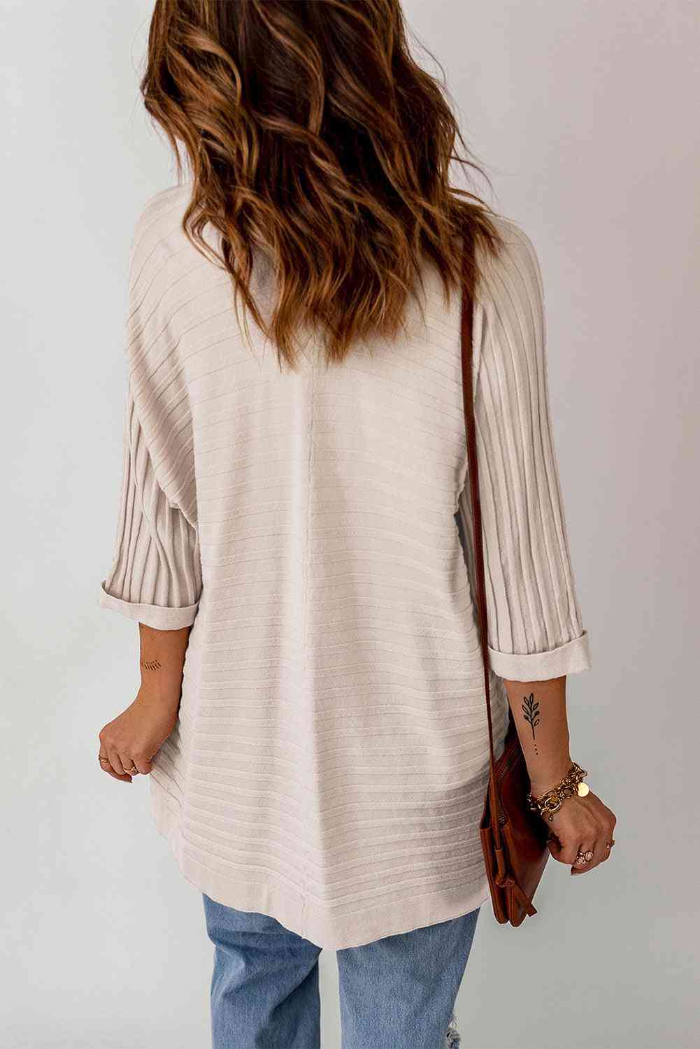 Ribbed Open Front Knit Cardigan - The Swanky Bee