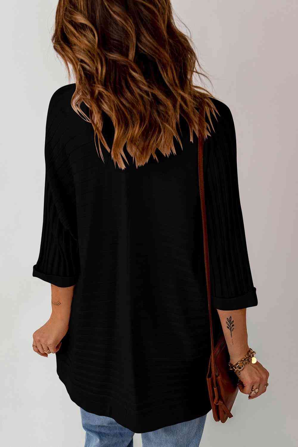 Ribbed Open Front Knit Cardigan - The Swanky Bee