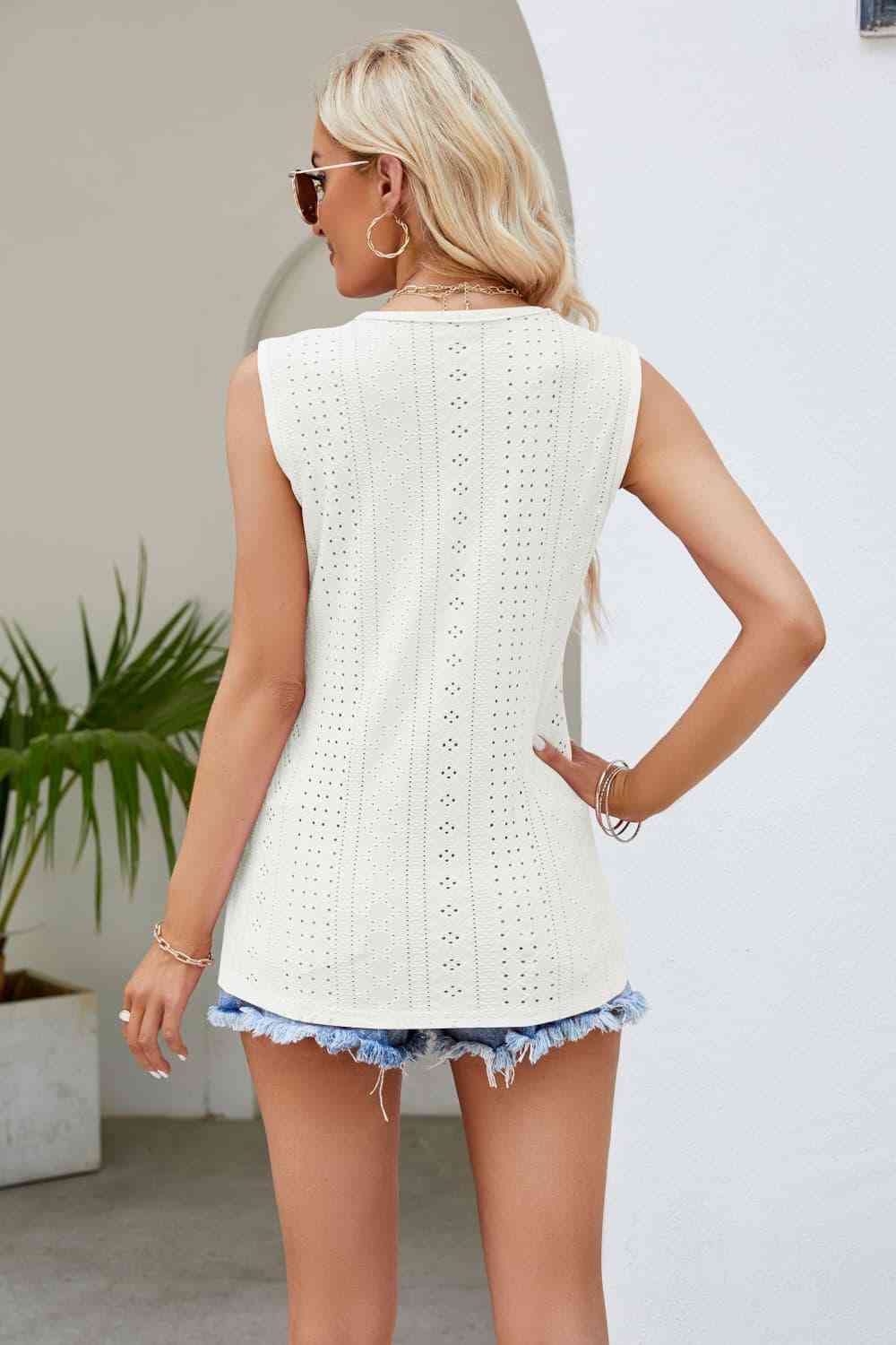 Spliced Lace V-Neck Tank - The Swanky Bee
