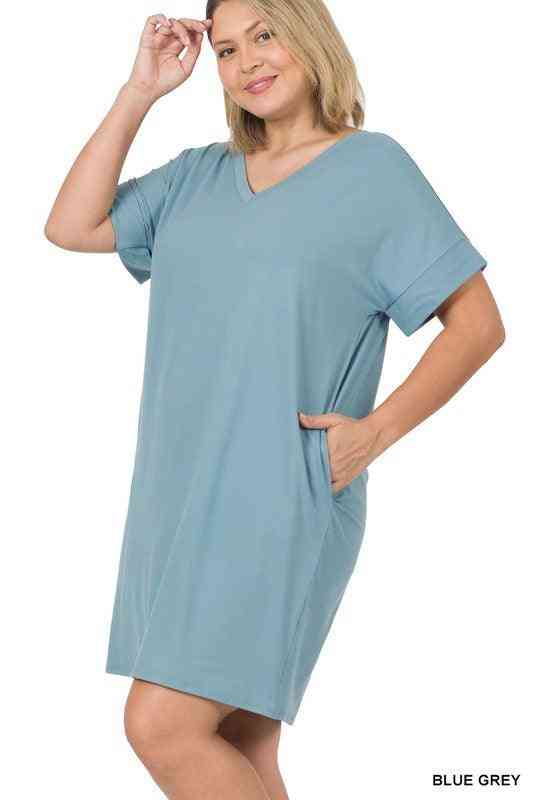 V-Neck T shirt Dress - The Swanky Bee