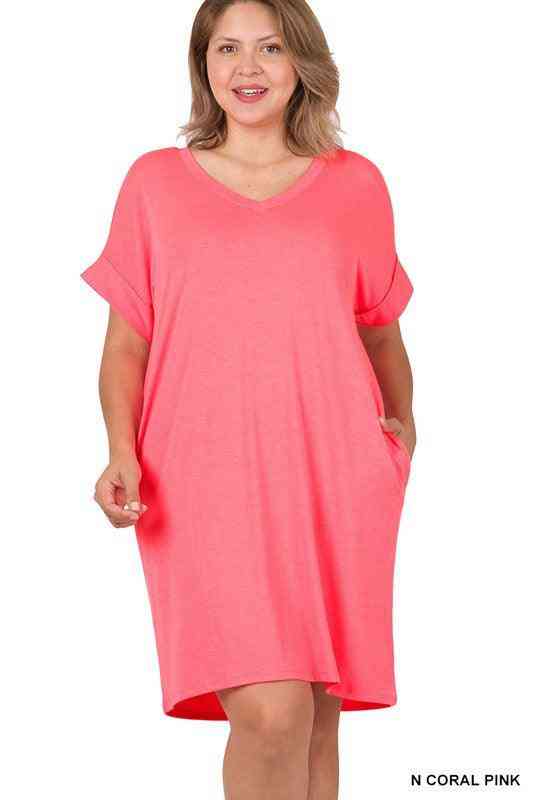 V-Neck T shirt Dress - The Swanky Bee