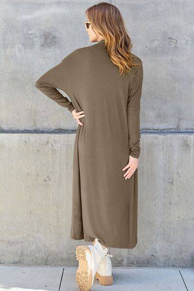 Basic Bae Full Size Open Front Long Sleeve Cover Up - Casual Lightweight Cardigan - Essential Layering Piece - Chic Fashion Wrap - Plus Size Available