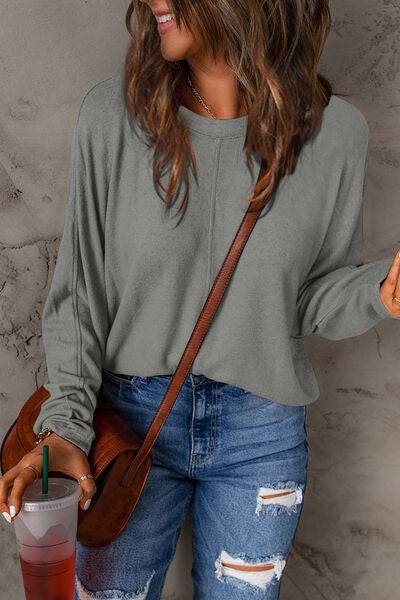 Double Take Full Size Round Neck Long Sleeve T-Shirt - Comfort Fit Tee - Casual Everyday Top - Plus Size Fashion - Essential Layering Piece