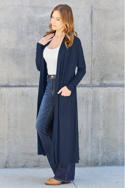 Basic Bae Full Size Open Front Long Sleeve Cover Up - Casual Lightweight Cardigan - Essential Layering Piece - Chic Fashion Wrap - Plus Size Available