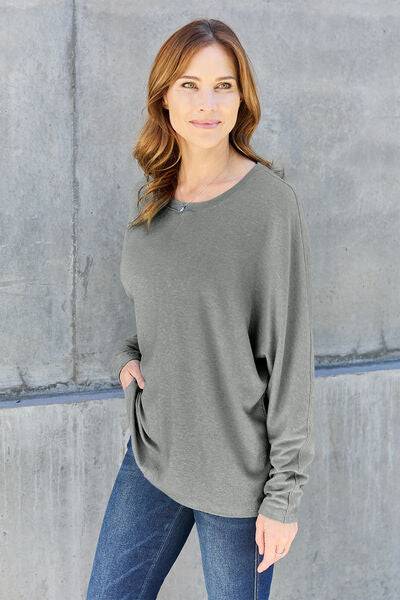 Double Take Full Size Round Neck Long Sleeve T-Shirt - Comfort Fit Tee - Casual Everyday Top - Plus Size Fashion - Essential Layering Piece