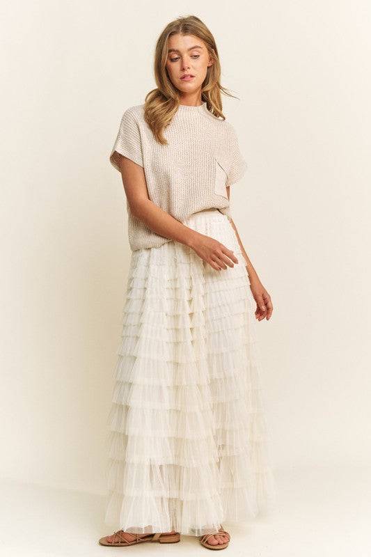 Cascading Tulle Mesh Tiered Max Skirt