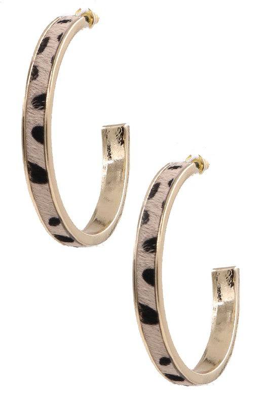 Shop Leopard Hoop Earrings - Trendy Faux Fur Design