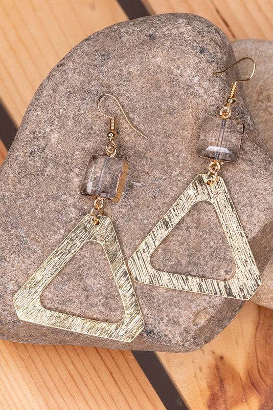 Buy Jessica Triangle Earrings Online featuring gold-tone metal triangles with crystal accents, perfect for stylish everyday wear or special occasions.