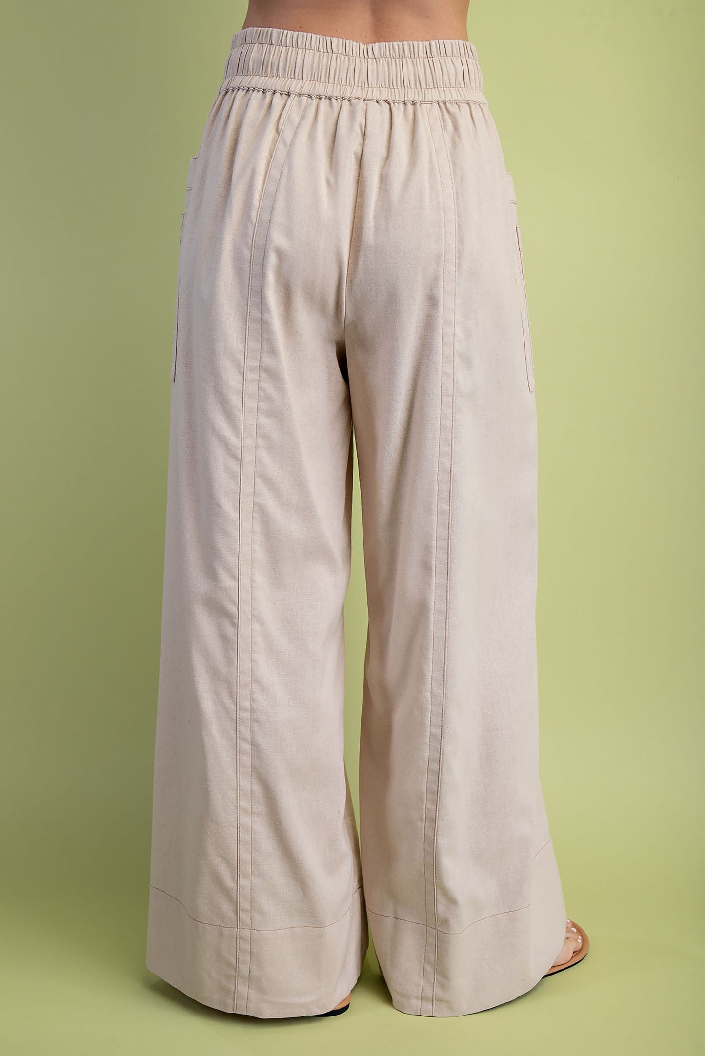 Linen Wide Leg Pants with Tie Waist