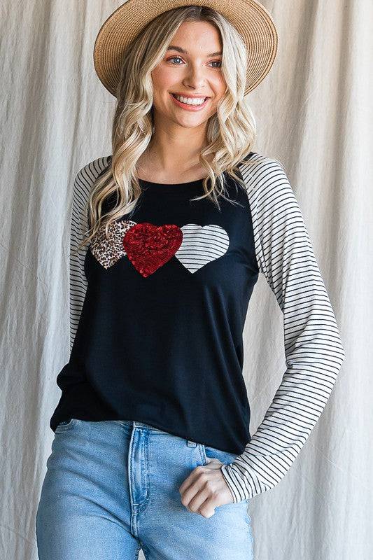 Heart Patch Long Sleeve Top for Everyday Style