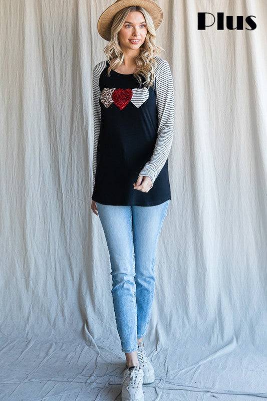 Heart Patch Long Sleeve Top for Everyday Style