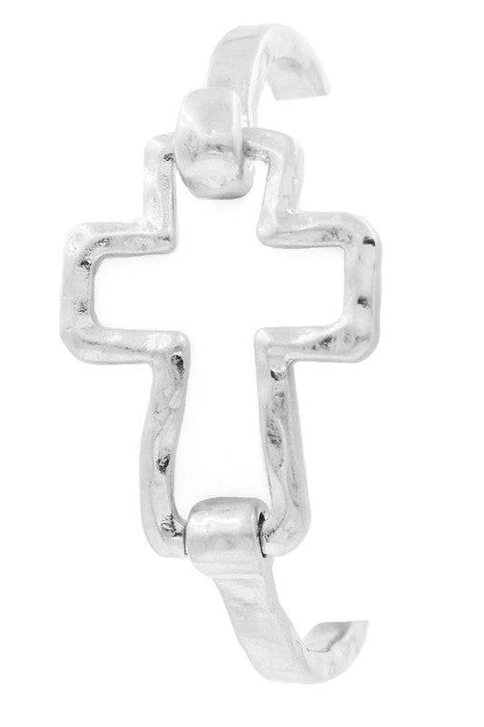 Hammered Cross Cuff Bracelet for Modern Style