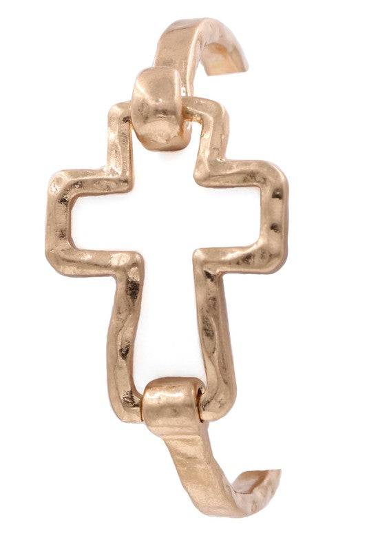 Hammered Cross Cuff Bracelet for Modern Style