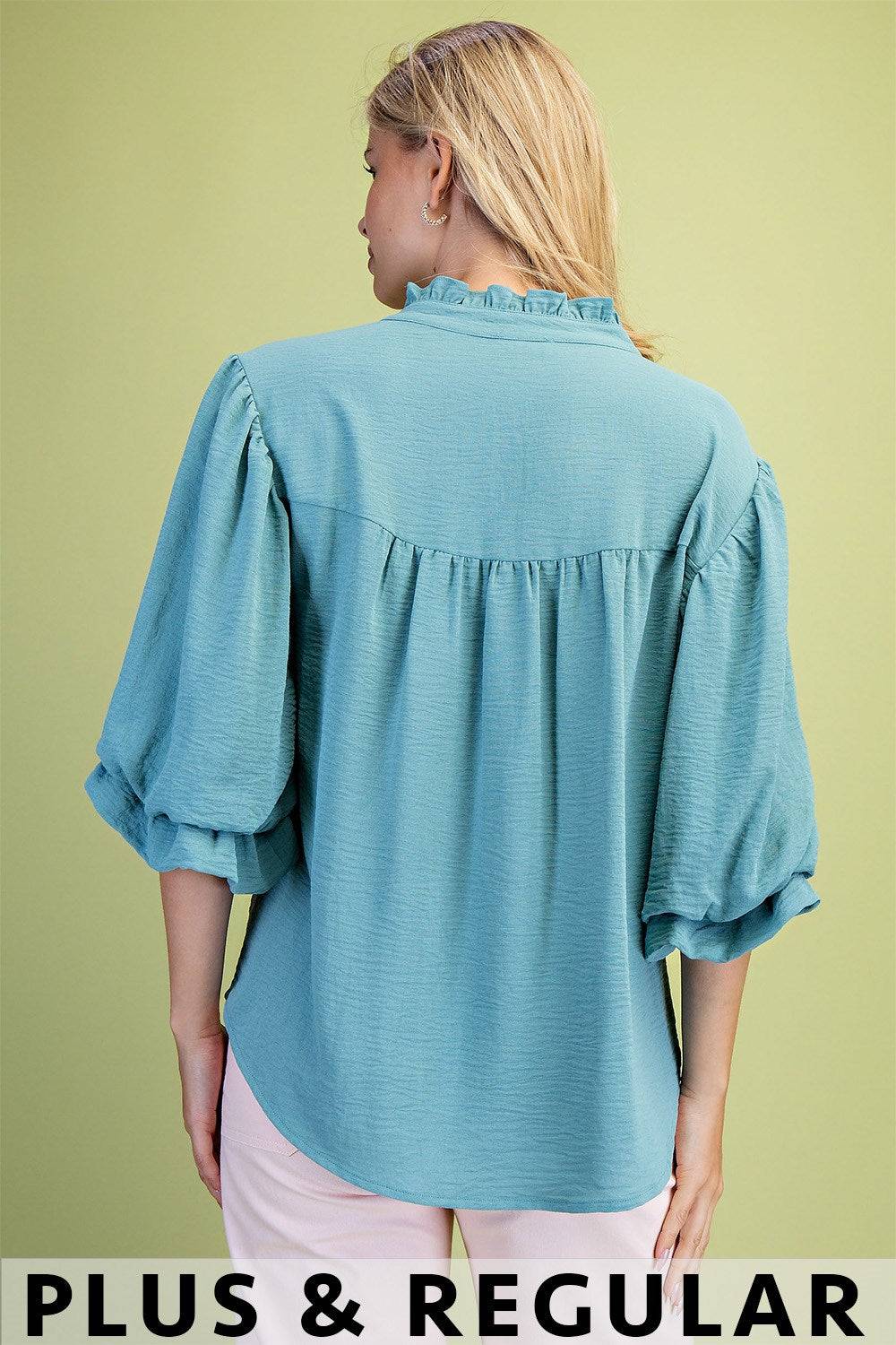 Balloon Sleeve Blouse with Ruffle Neck for Every Occasion