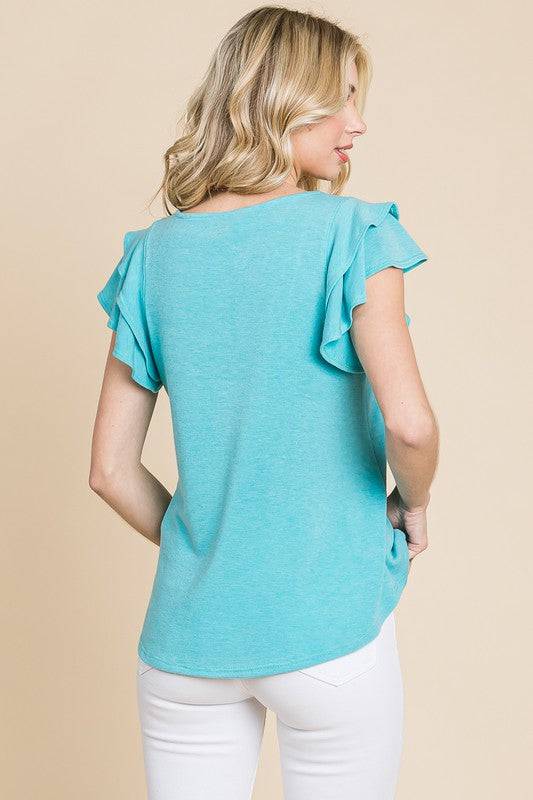 French Terry Solid Casual Top