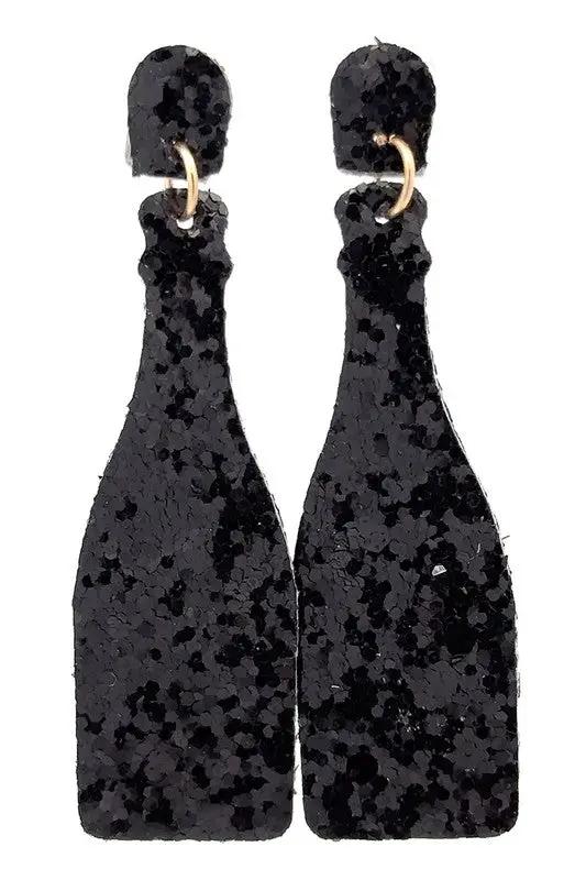 Black Champagne Earrings - Elegant Drop Earrings - Sparkling Evening Jewelry - Luxurious Party Accessories - Gift for Her