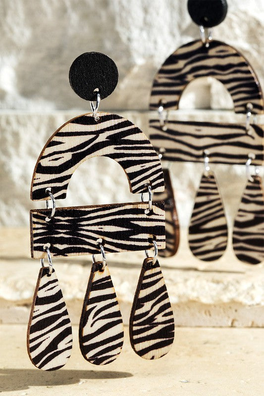 Animal Print Multi Tassel Earrings - Boho Chic Jewelry - Leopard Print Dangle Earrings - Fashionista Gift - Statement Accessories