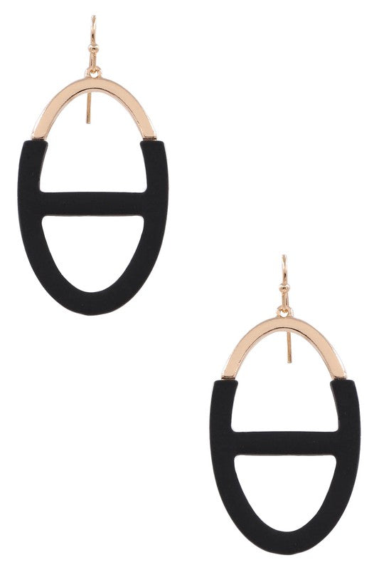 Matte Metal Oval Drop Earrings