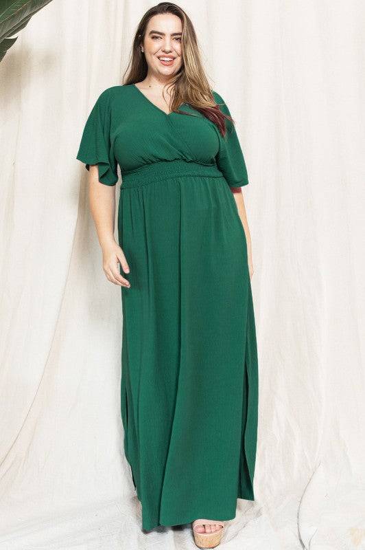 Solid Woven Wrap Maxi Dress