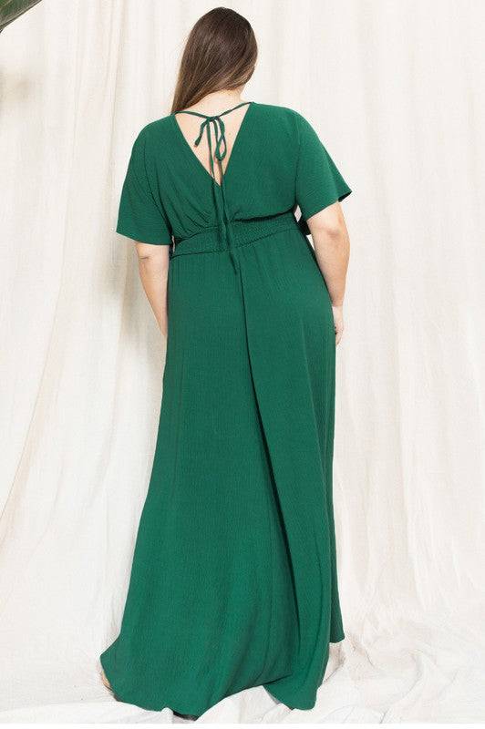Solid Woven Wrap Maxi Dress