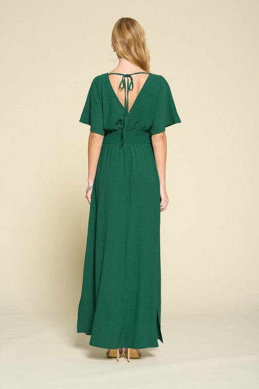 Solid Woven Wrap Maxi Dress