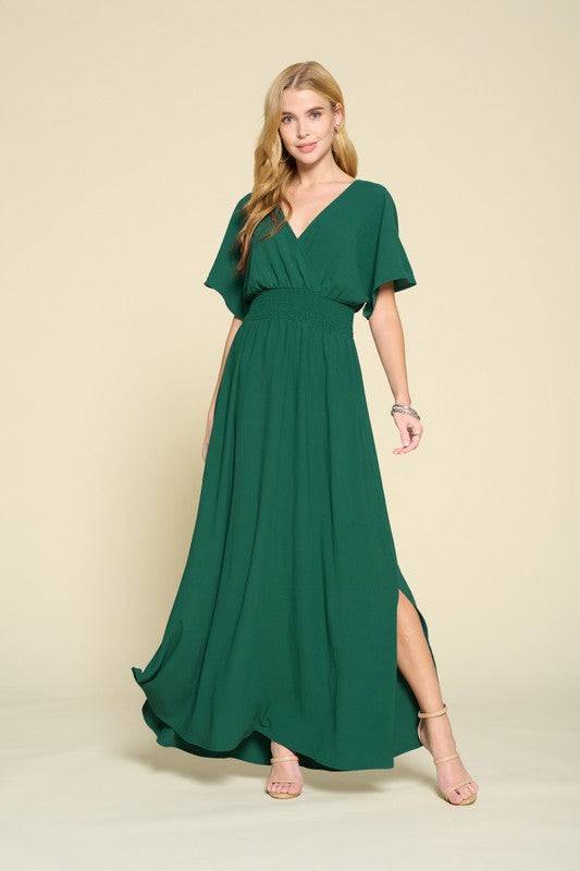 Solid Woven Wrap Maxi Dress