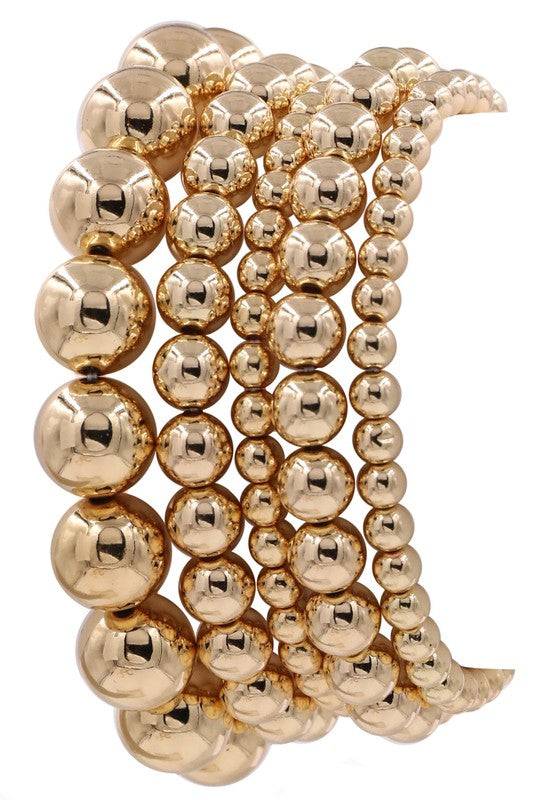 Acrylic Metal Bead Stretch Bracelet Set - Trendy Layered Bangles - Mix & Match Jewelry - Gift for Fashion Lovers - Casual Chic Accessories