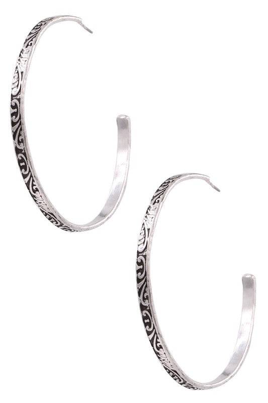 Metal Filigree Open Hoop Earrings