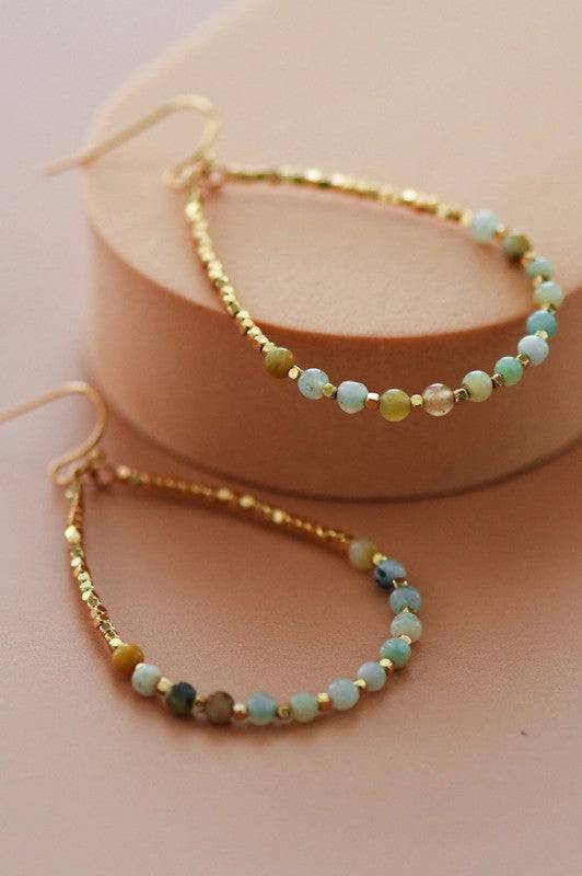 Amazonite Stone Teardrop Earrings