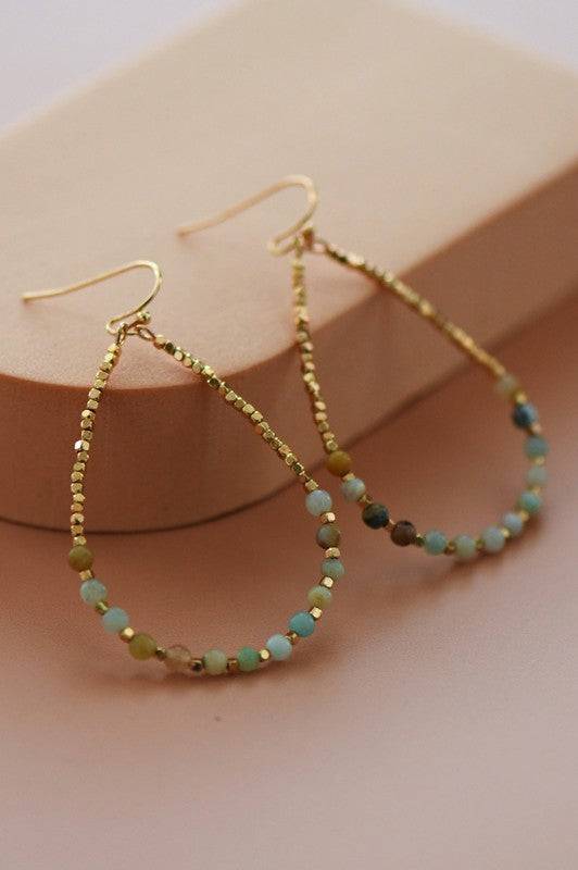 Amazonite Stone Teardrop Earrings