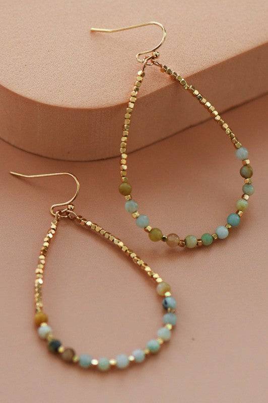 Amazonite Stone Teardrop Earrings