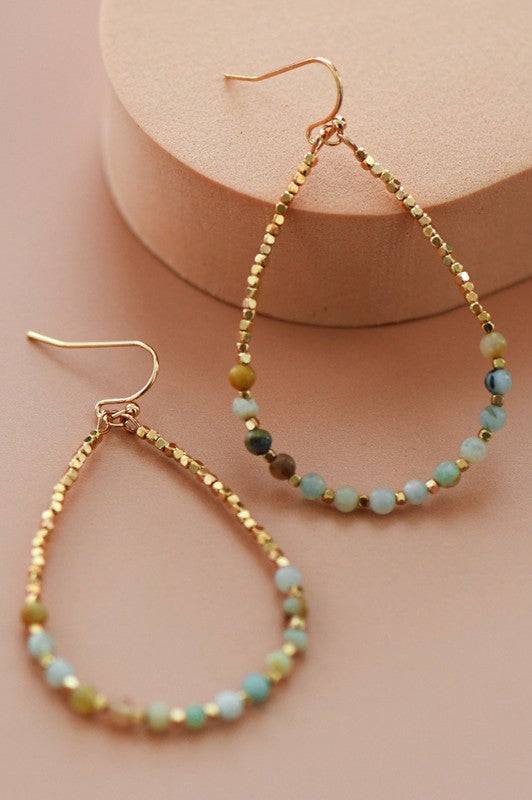 Amazonite Stone Teardrop Earrings