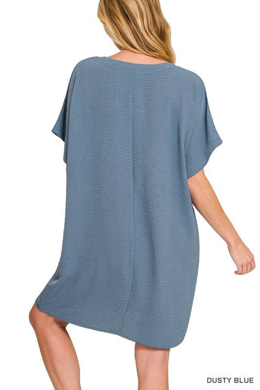 Woven Airflow T-Shirt Dress with Pockets