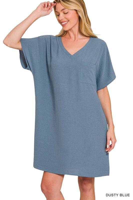 Woven Airflow T-Shirt Dress with Pockets
