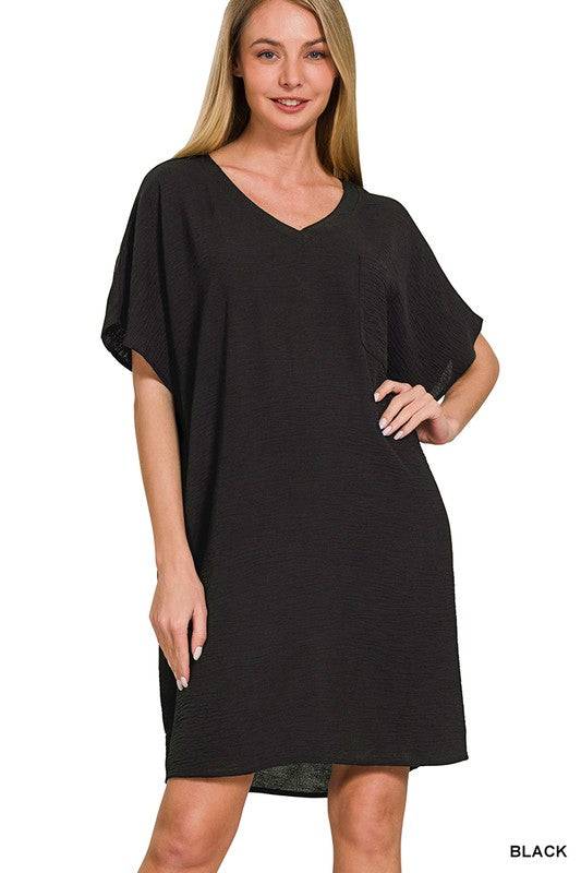Woven Airflow T-Shirt Dress with Pockets