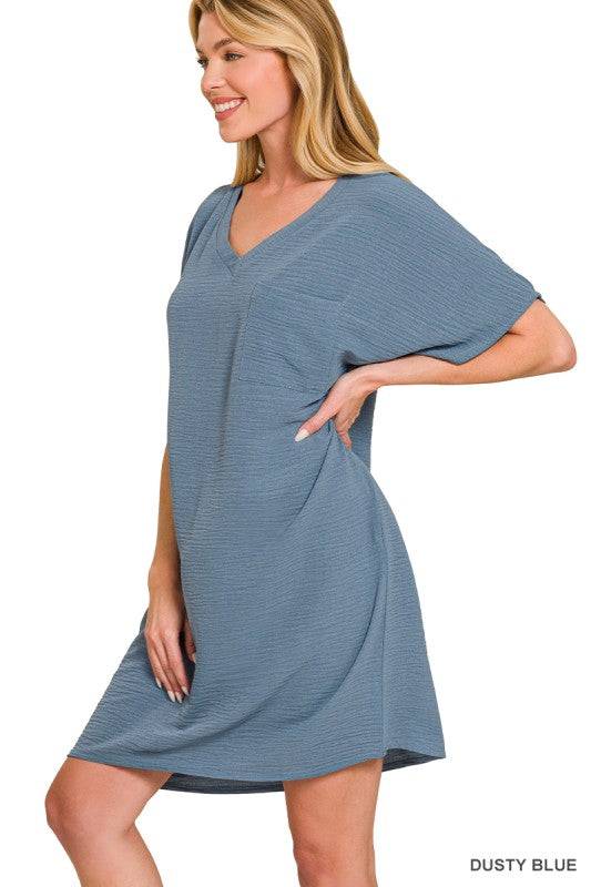 Woven Airflow T-Shirt Dress with Pockets
