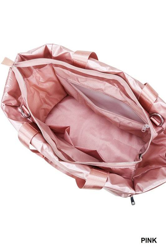 Puffy Quilted Waterproof Travel Tote Bag – Large Sports Duffle with Compartments