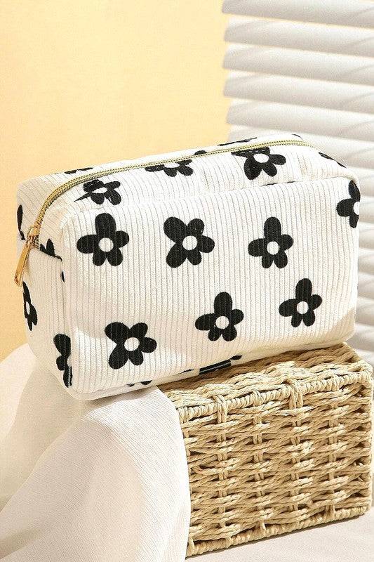 Patterned Travel Makeup Bag – Zipper Cosmetic Pouch in Floral & Paw Prints